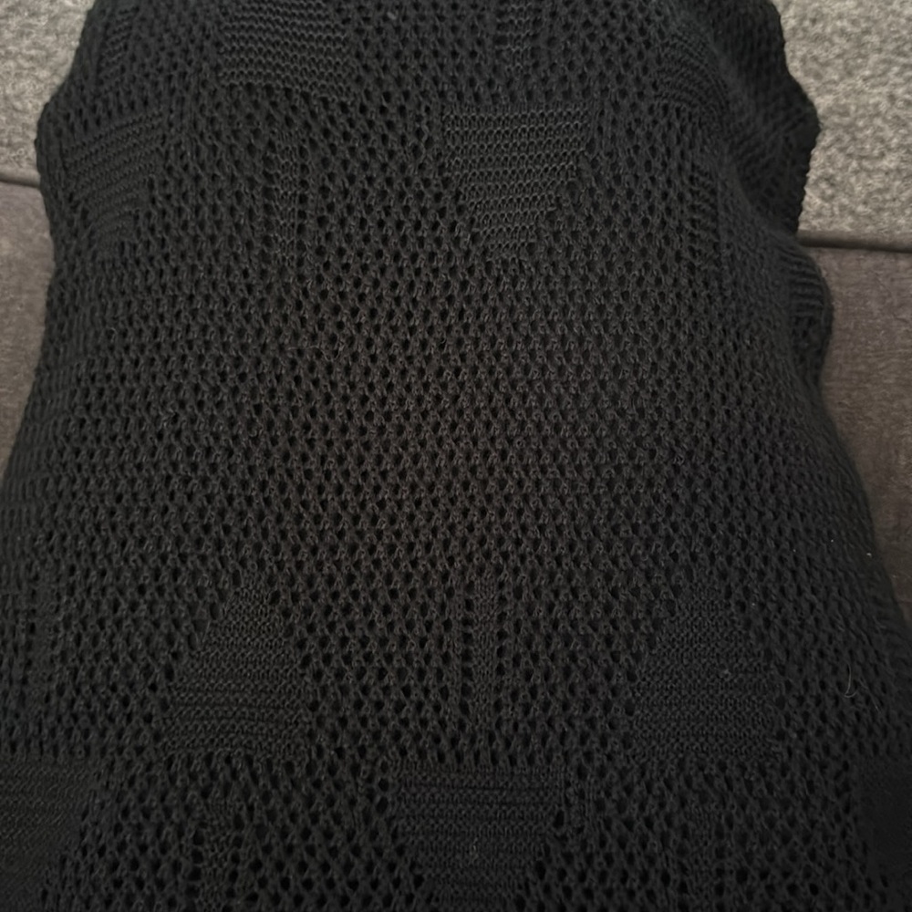 Black Sleeveless V-Neck Crochet Maxi Dress size Large - Picture 5 of 8